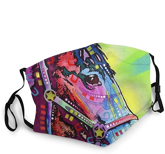 Colorful Horse Neon Rainbow Water Color Art Washable Cloth Mask 1617036312545.jpg