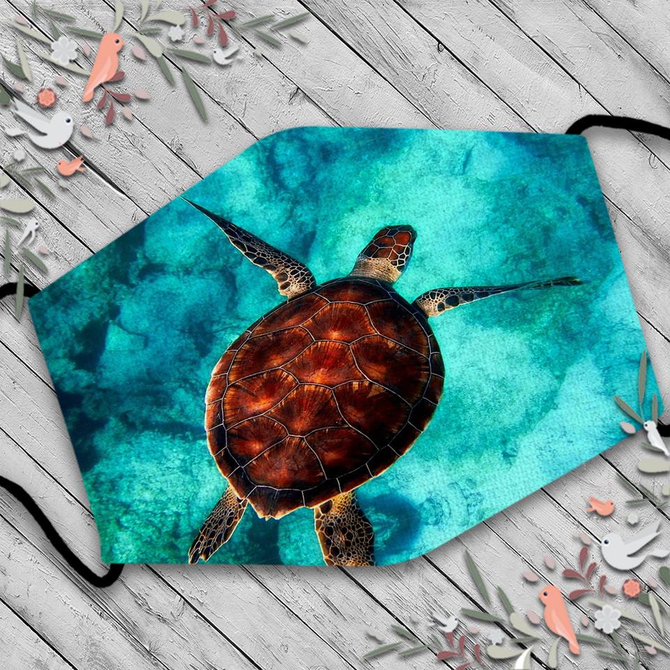 Green Sea Turtle Swims In Sea Water Washable Cloth Mask 1617036324452.jpg