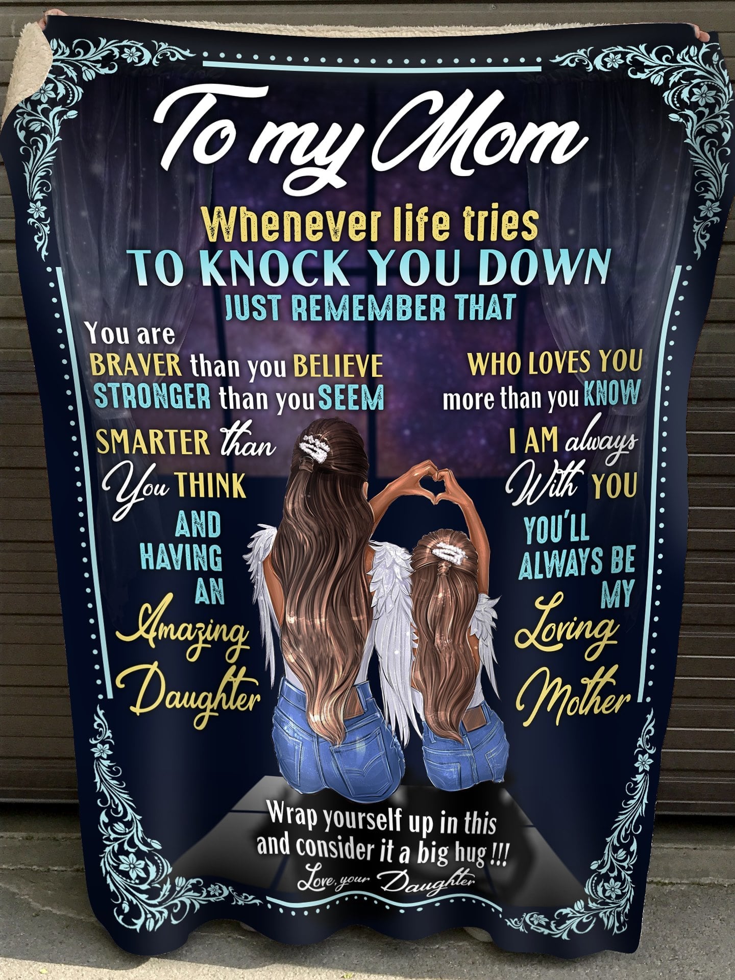 To My Mom Whenever Life Tries To Knock You Down Just Remember That, Fleece Blanket, Mother’s Day Gift From Daughter To Mom, Home Decor Bedding Couch Sofa Soft and Comfy Cozy 1617090074076.jpg