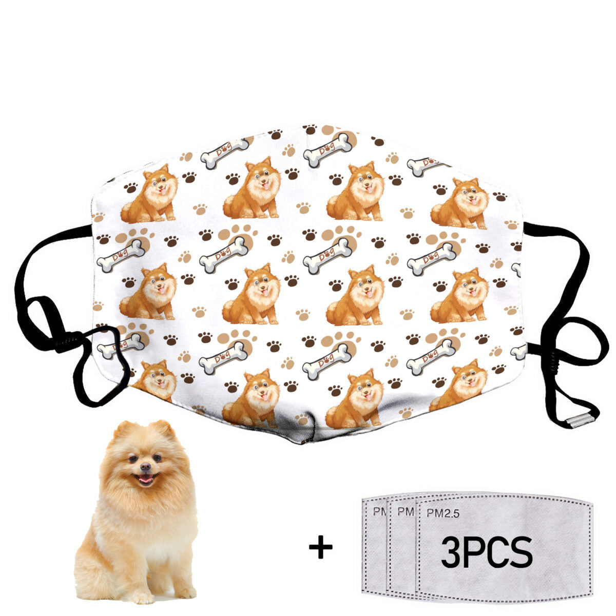 Love Pomeranian Pattern Cloth Face Mask 1617560998276.jpg