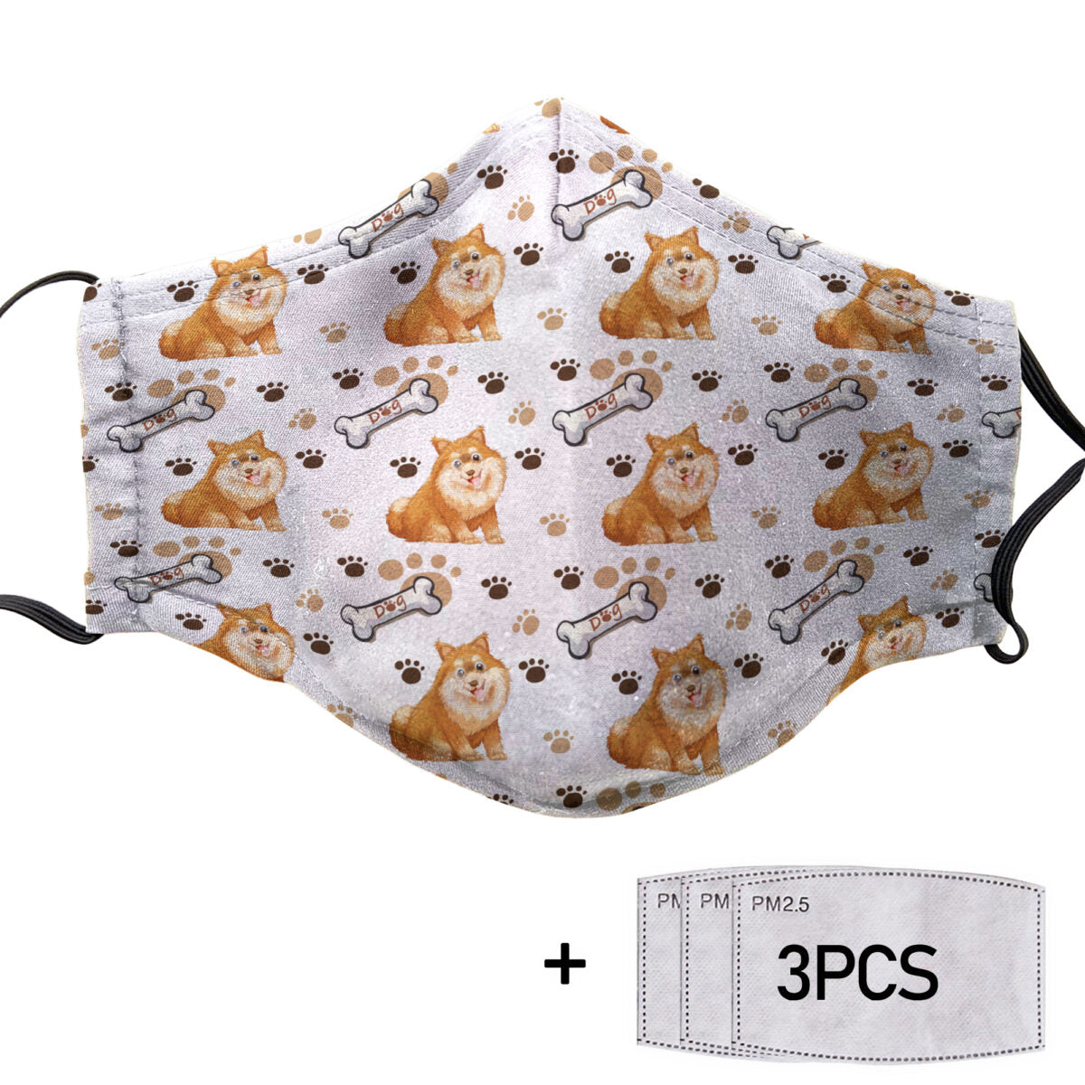 Love Pomeranian Pattern Cloth Face Mask 1617560999038.jpg