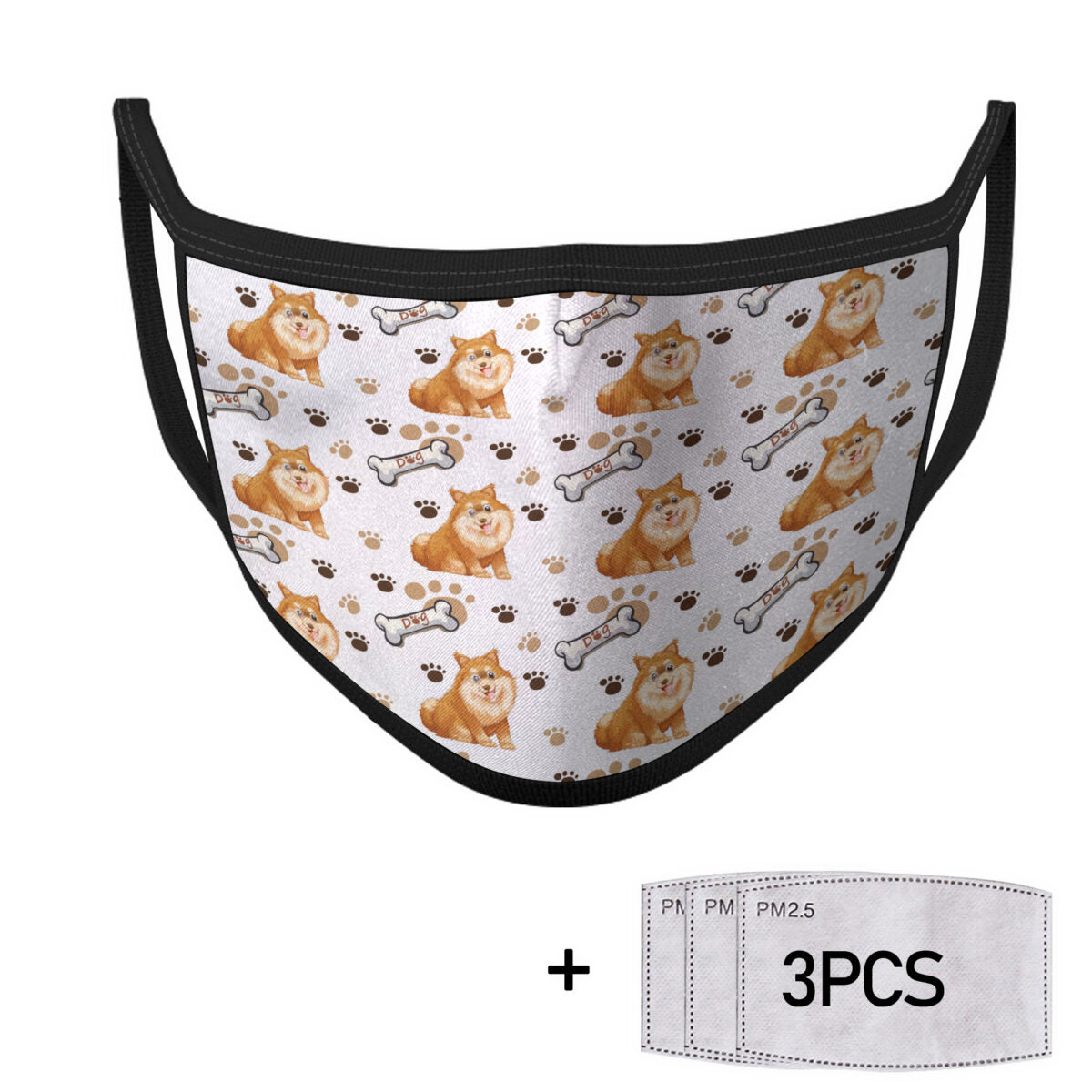 Love Pomeranian Pattern Cloth Face Mask 1617560999401.jpg