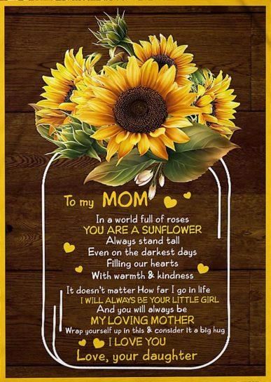 To My Mom In A World Full Of Roses Daughter Sunflower Vase Brown Blanket For Mom From Daughter Birthday Gift Family Gift Home Decor Bedding Couch Sofa Soft and Comfy Cozy 1620984134203.jpg