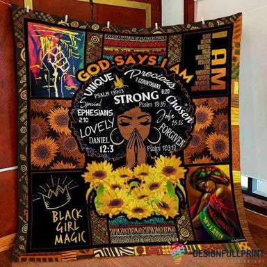 African Gift Black Pride Black Girl Magic God Say I Am Strong Black Queen Black Women Blanket HG 1626321645516.jpg