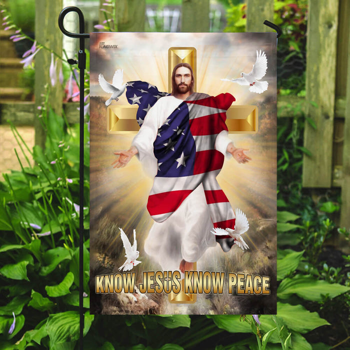 Know Jesus Know Peace Christian Cross Flag | Garden Flag | Double Sided House Flag