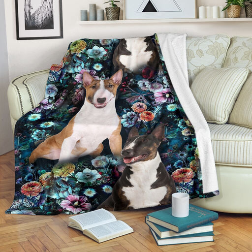 8 bull terrier flower blanket 13420 - GIFTCUSTOM