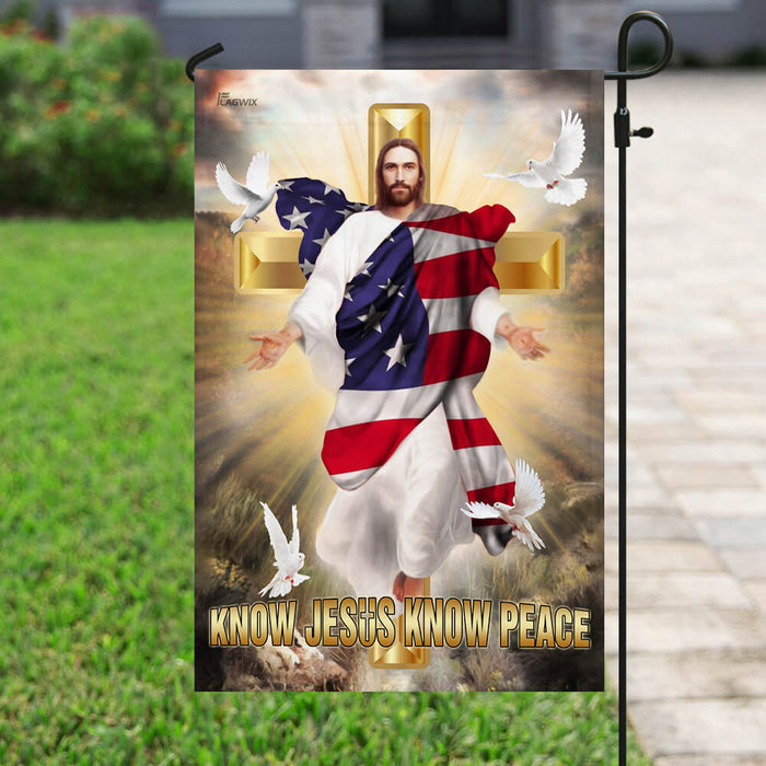 Know Jesus Know Peace Christian Cross Flag | Garden Flag | Double Sided House Flag