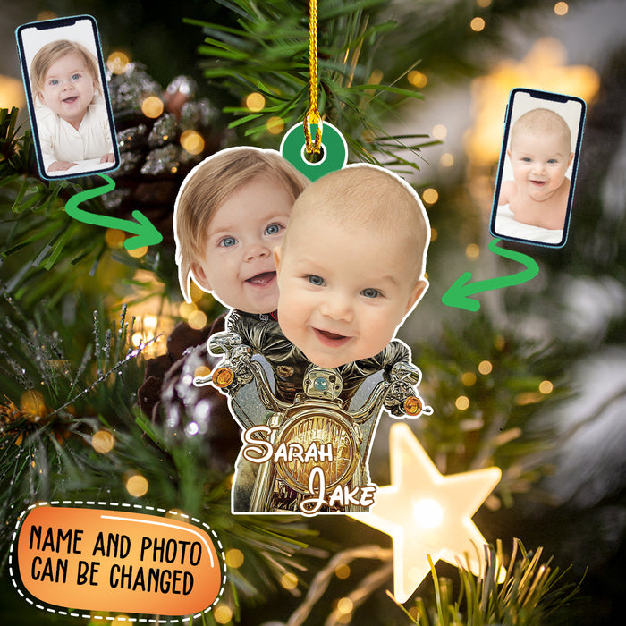 The Biker Kids Character Customized Ornament Personalize Photo Upload Gift For Son Daughter Christmas Thanksgiving Birthday TP.FAONM.02 TP