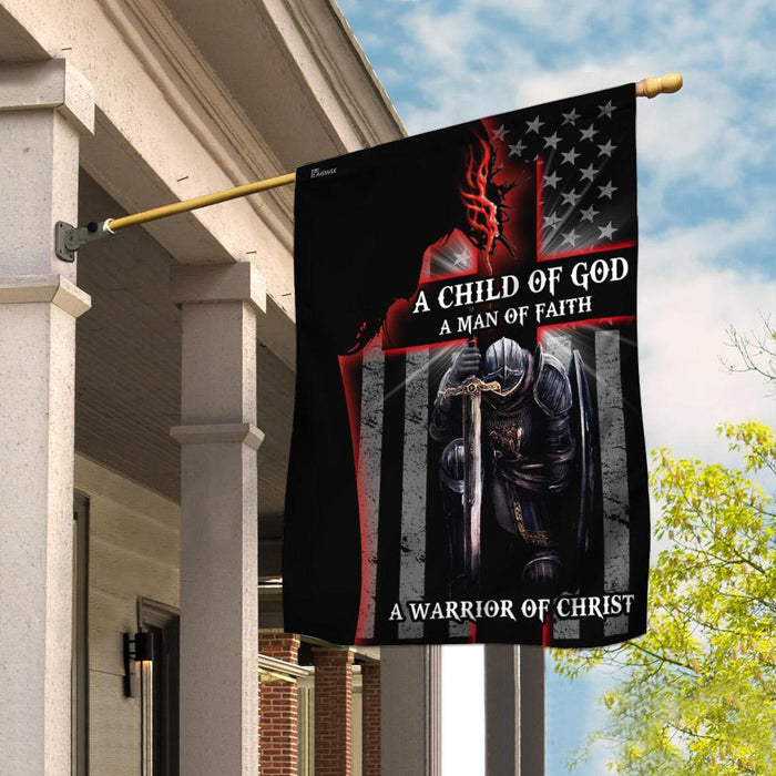 A Child Of God. A Man Of Faith. A Warrior Of Christ Flag | Garden Flag | Double Sided House Flag - GIFTCUSTOM