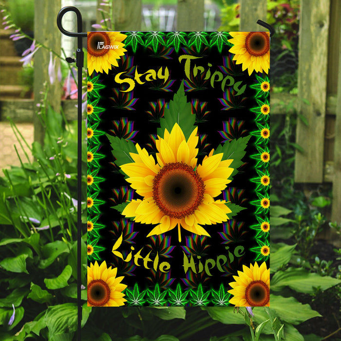 Stay Trippy Little Hippie Flag | Garden Flag | Double Sided House Flag