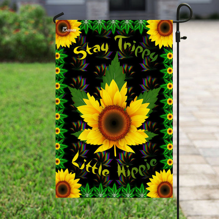 Stay Trippy Little Hippie Flag | Garden Flag | Double Sided House Flag