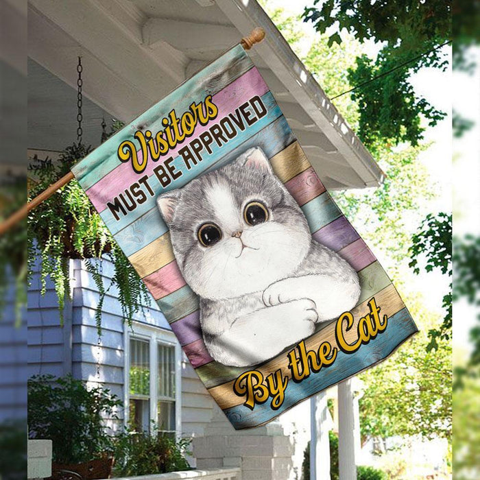 All Visitors Must Be Approved By The Cat Flag | Garden Flag | Double Sided House Flag - GIFTCUSTOM