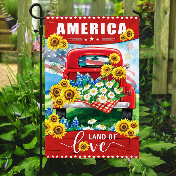 America Land Of Love Flag | Garden Flag | Double Sided House Flag - GIFTCUSTOM