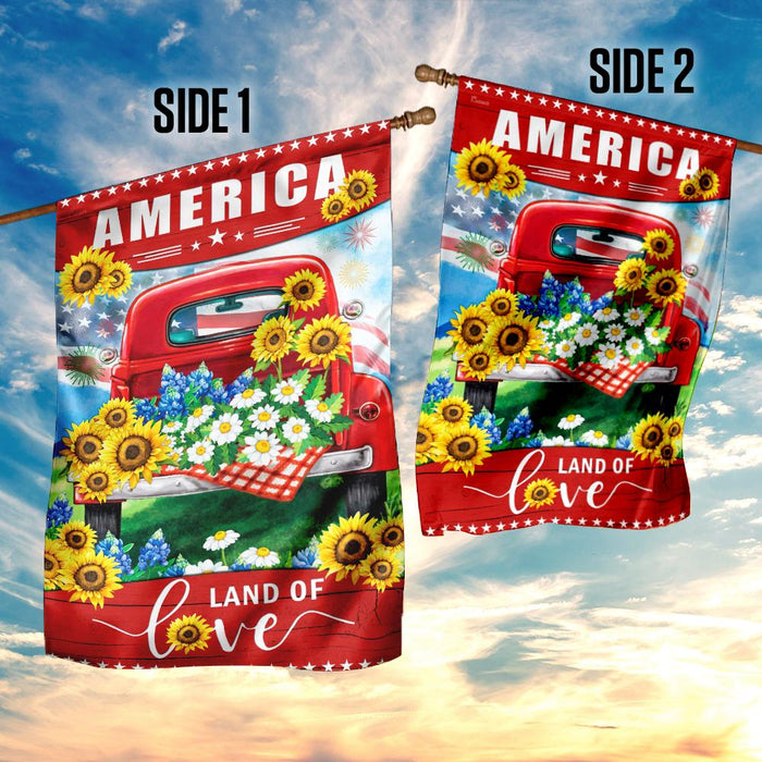 America Land Of Love Flag | Garden Flag | Double Sided House Flag - GIFTCUSTOM