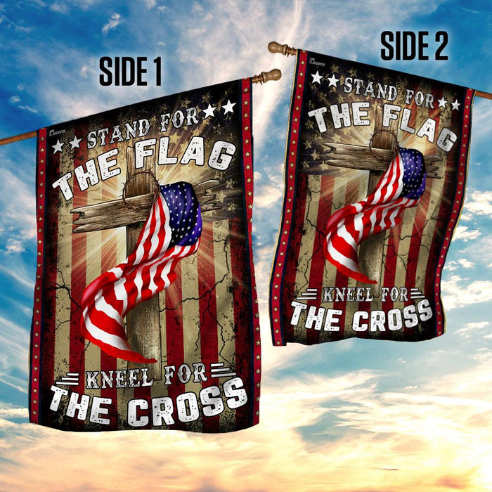 America Stand For The Flag Kneel For The Cross Flag | Garden Flag | Double Sided House Flag - GIFTCUSTOM