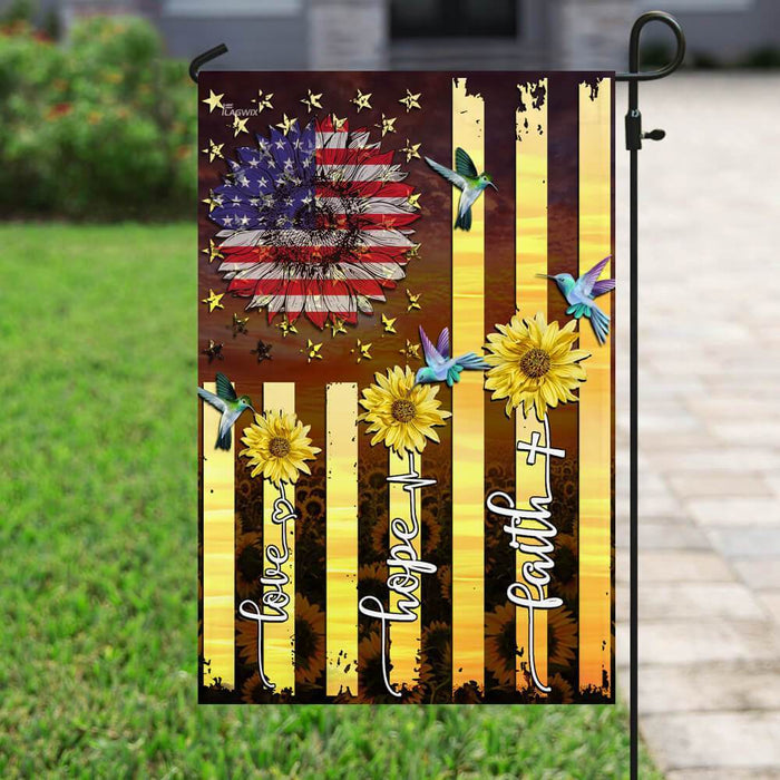 American Faith Hope Love Flag | Garden Flag | Double Sided House Flag - GIFTCUSTOM