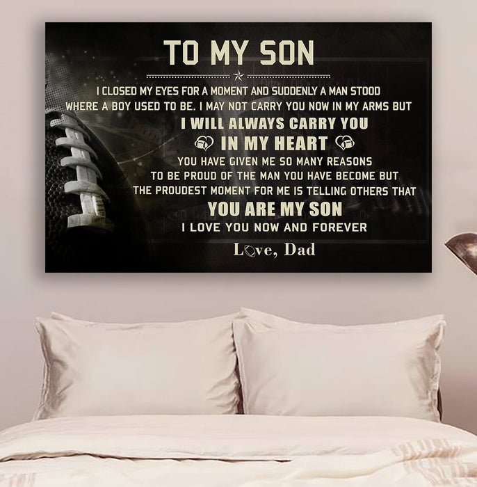 American football Canvas and Poster ��� Dad son In my heart wall decor visual art - GIFTCUSTOM
