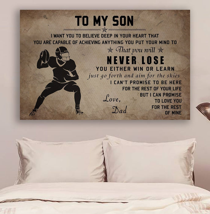 American football Canvas and Poster ��� Dad son Never lose wall decor visual art - GIFTCUSTOM