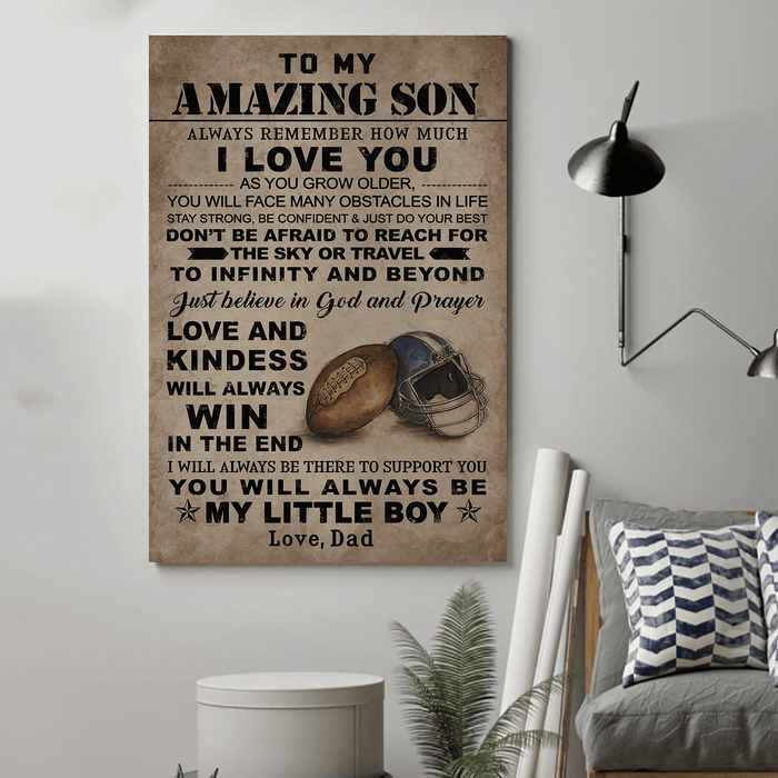 American football Canvas and Poster ��� Dad to Son ��� always remember wall decor visual art - GIFTCUSTOM