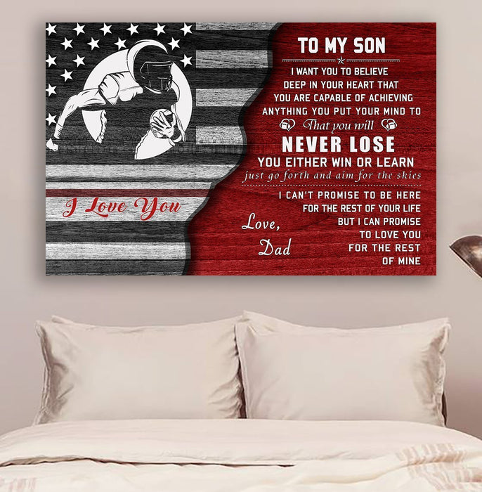 American football Canvas and Poster ��� Dad to Son ��� never lose wall decor visual art - GIFTCUSTOM