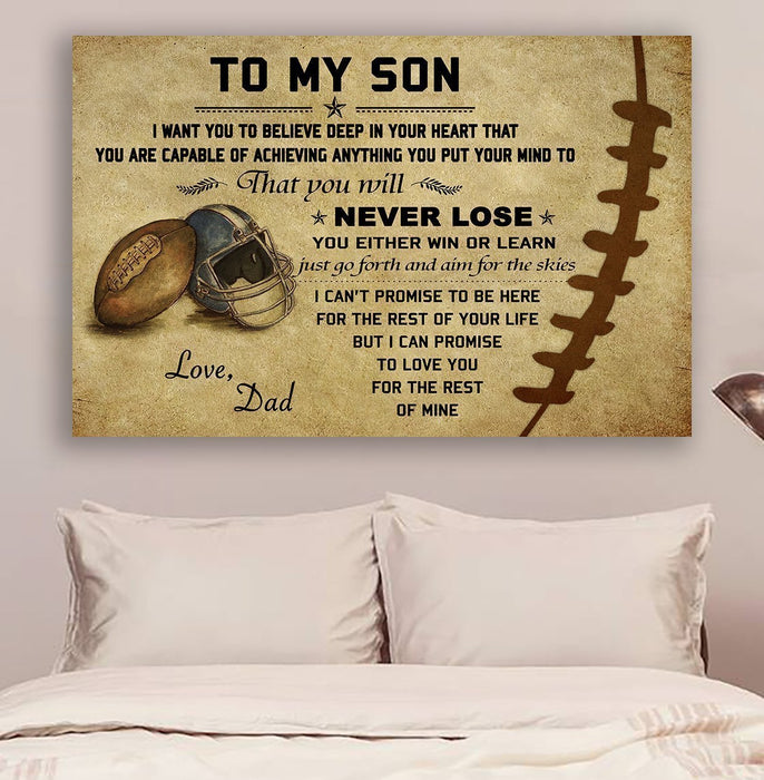 American football Canvas and Poster ��� Dad to Son ��� never lose wall decor visual art - GIFTCUSTOM