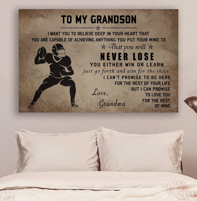 American football Canvas and Poster ��� Grandma to grandson ��� Never lose wall decor visual art - GIFTCUSTOM