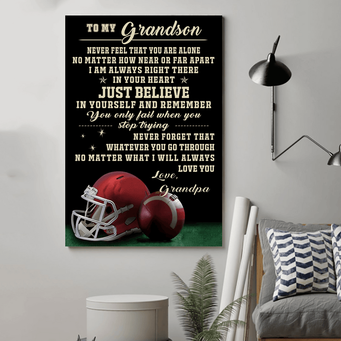 American football Canvas and Poster ��� Grandpa to Grandson ��� Never feel that wall decor visual art - GIFTCUSTOM