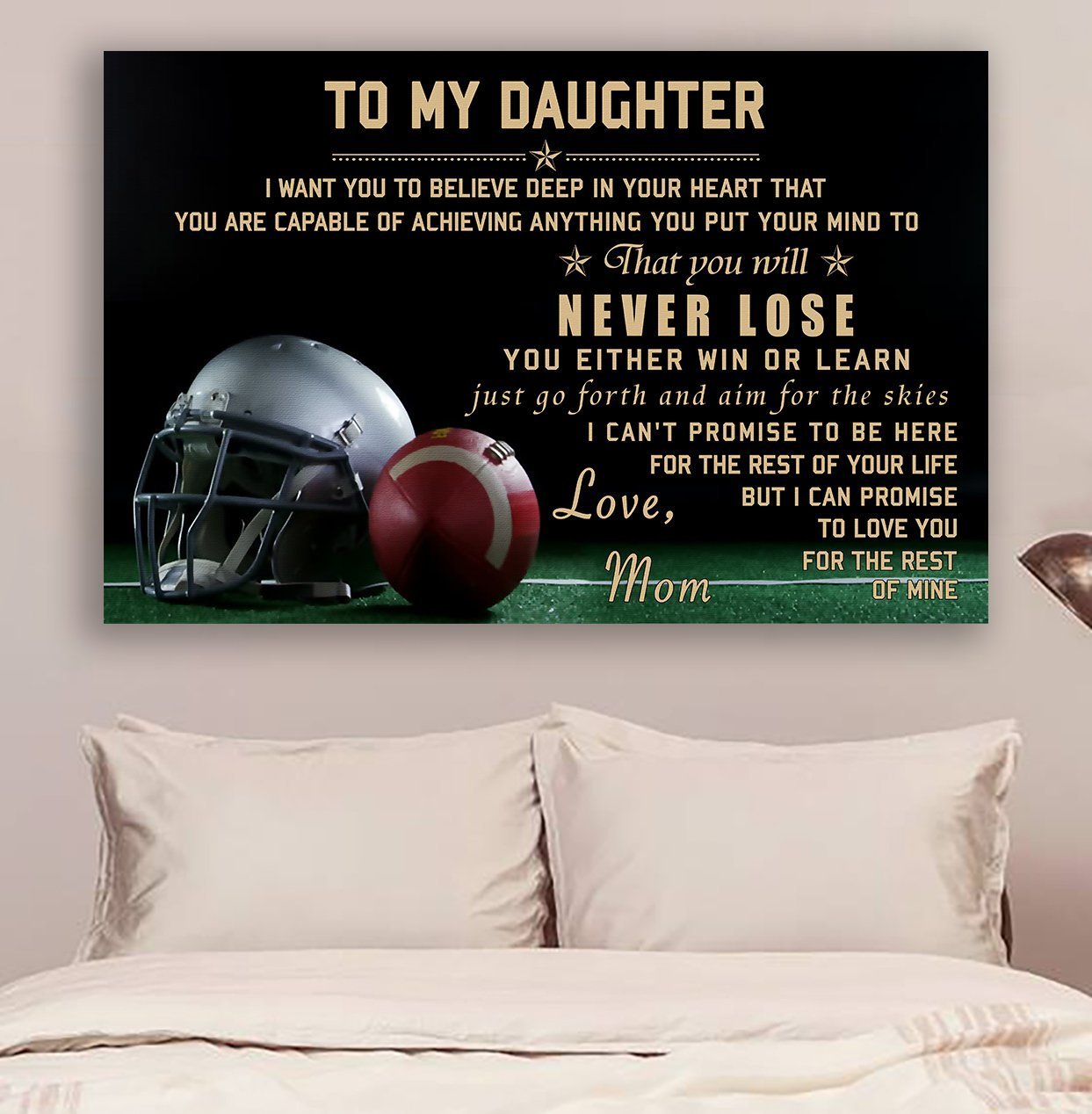 American Football Canvas and Poster ��� mom to daughter ��� never lose wall decor visual art - GIFTCUSTOM