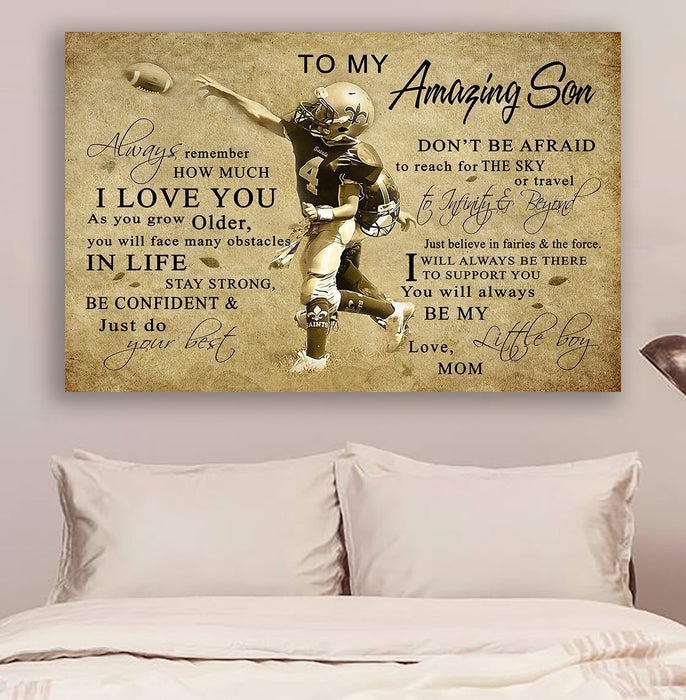 American football Canvas and Poster ��� Mom to Son ��� always remember wall decor visual art - GIFTCUSTOM