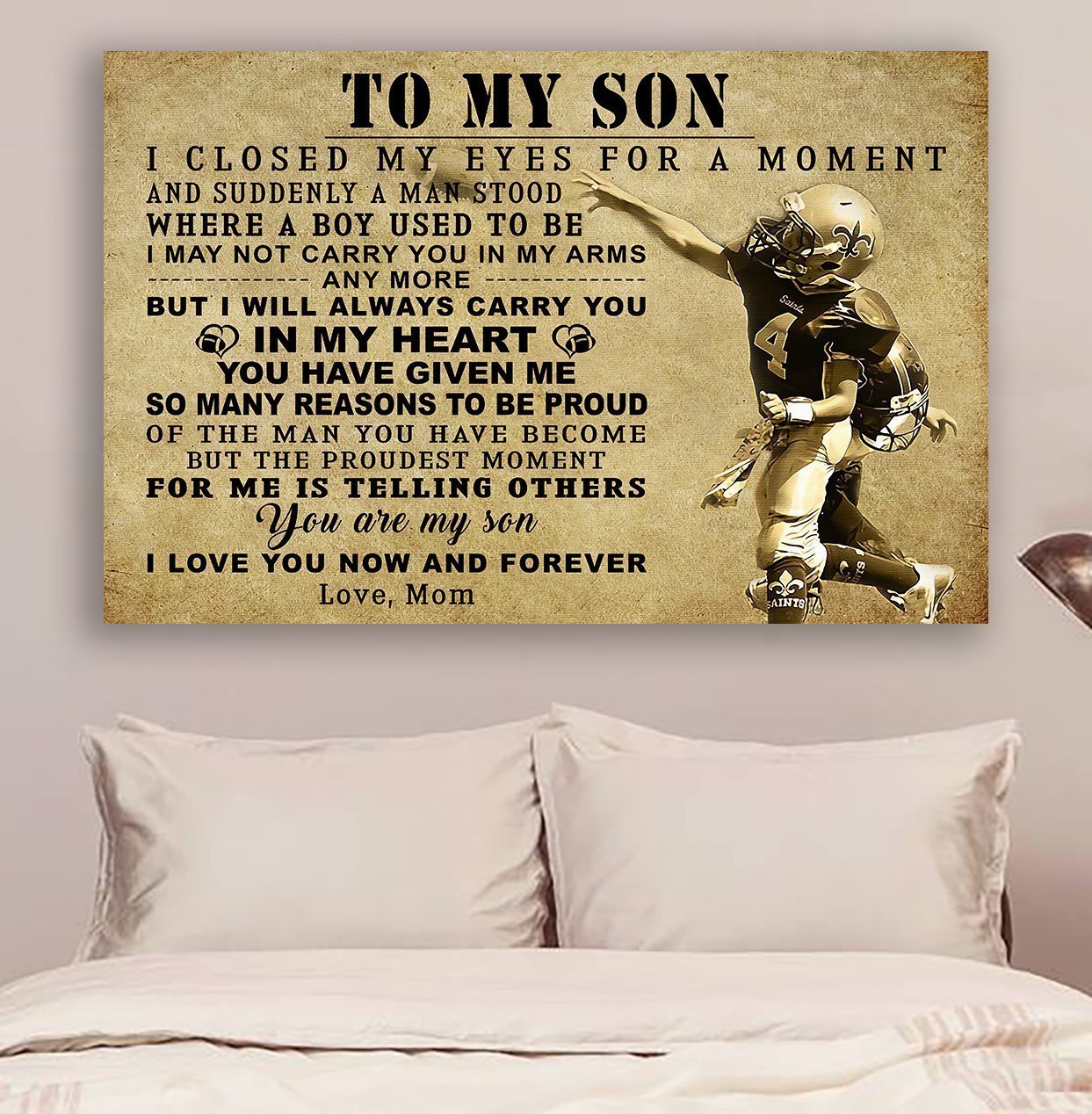 American football Canvas and Poster ��� Mom to Son ��� I closed my eyes wall decor visual art - GIFTCUSTOM