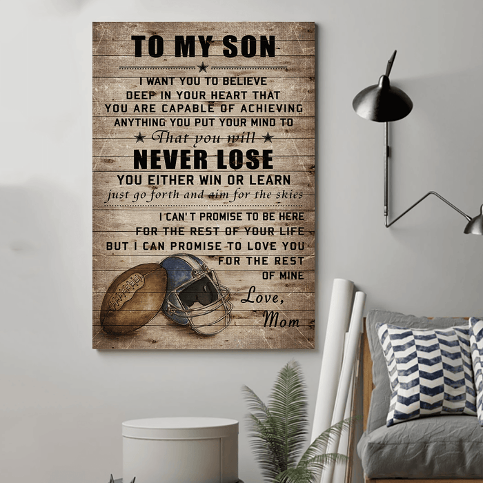 American football Canvas and Poster ��� Mom to Son ��� never lose wall decor visual art - GIFTCUSTOM