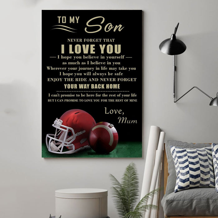 American football Canvas and Poster ��� Mum to son ��� I love you wall decor visual art - GIFTCUSTOM