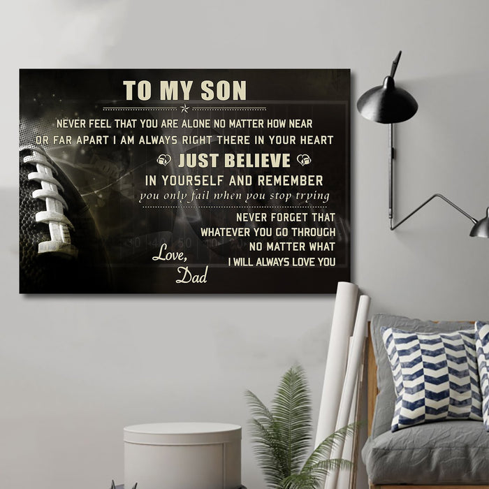 American football Canvas and Poster ��� son dad ��� just believe wall decor visual art - GIFTCUSTOM