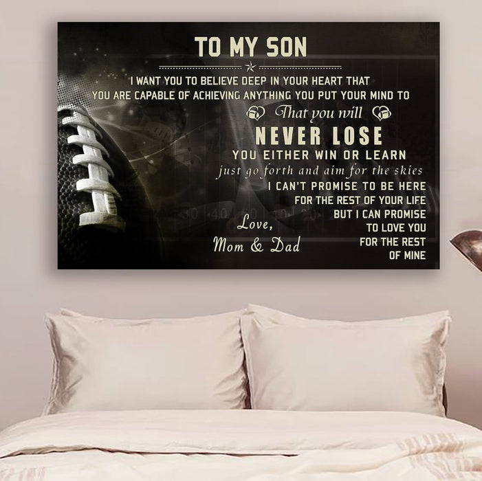 American football Canvas and Poster ��� son mom and dad ��� never lose wall decor visual art - GIFTCUSTOM