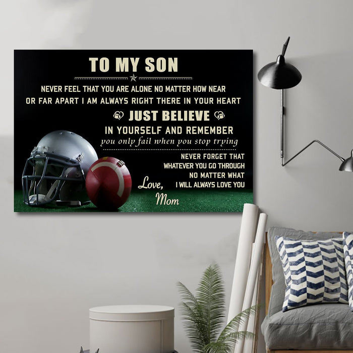 American football Canvas and Poster ��� son mom ��� just believe wall decor visual art - GIFTCUSTOM