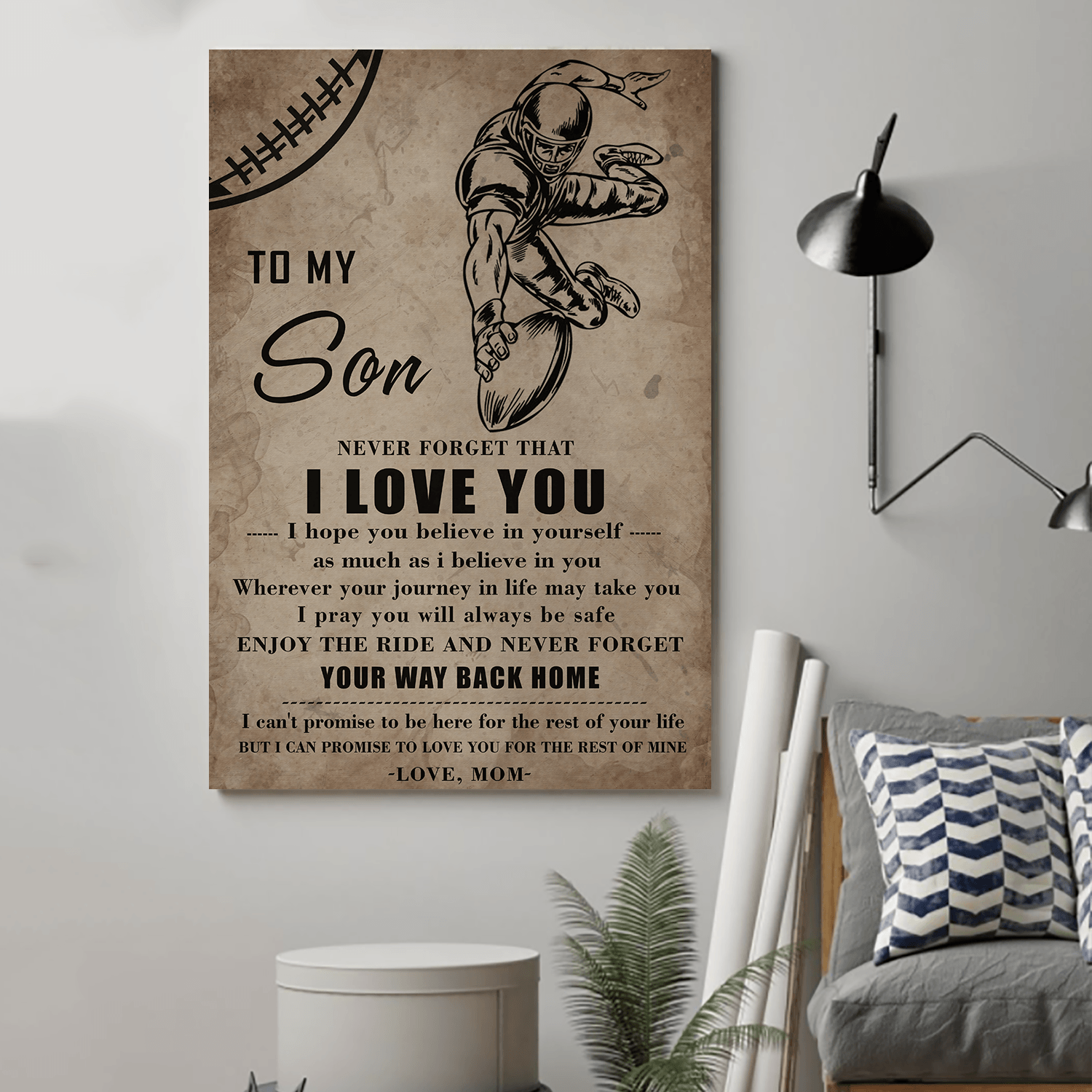 American football Canvas and Poster ��� son mom ��� never forget that wall decor visual art - GIFTCUSTOM