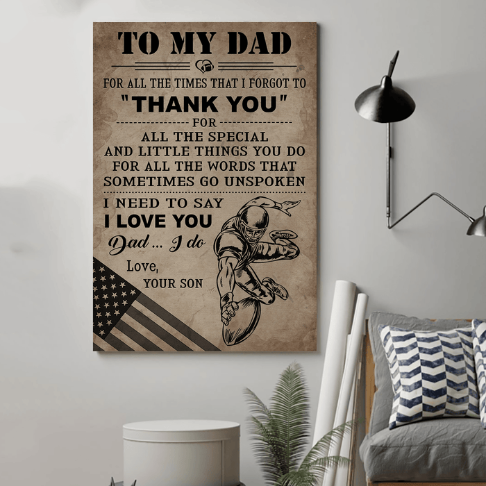 American football Canvas and Poster ��� Son to Dad ��� For all the times wall decor visual art - GIFTCUSTOM