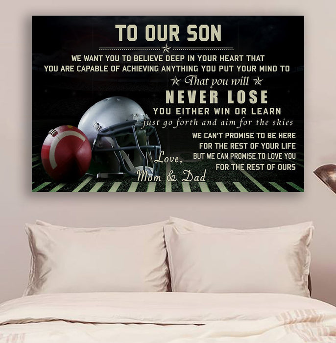 American football Canvas and Poster ��� to our son ��� never lose wall decor visual art - GIFTCUSTOM