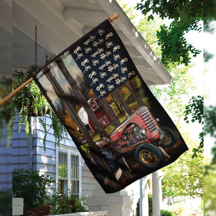 American Tractor Flag | Garden Flag | Double Sided House Flag - GIFTCUSTOM
