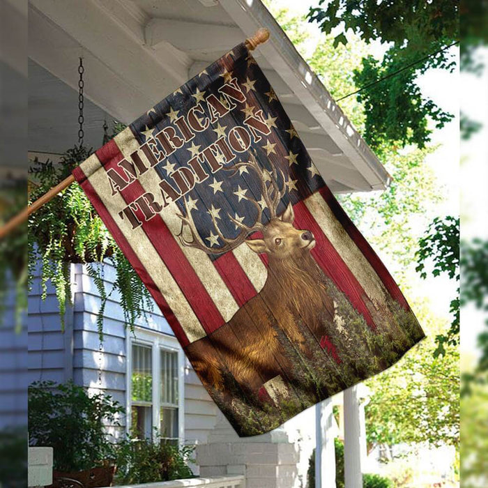 American Tradition Deer Flag | Garden Flag | Double Sided House Flag - GIFTCUSTOM