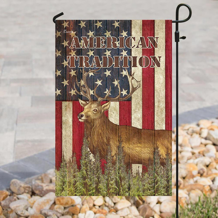 American Tradition Deer Flag | Garden Flag | Double Sided House Flag - GIFTCUSTOM