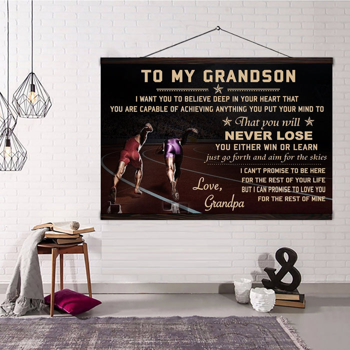 Athletics Hanging Canvas ��� Grandpa to grandson ��� never lose wall decor visual art - GIFTCUSTOM