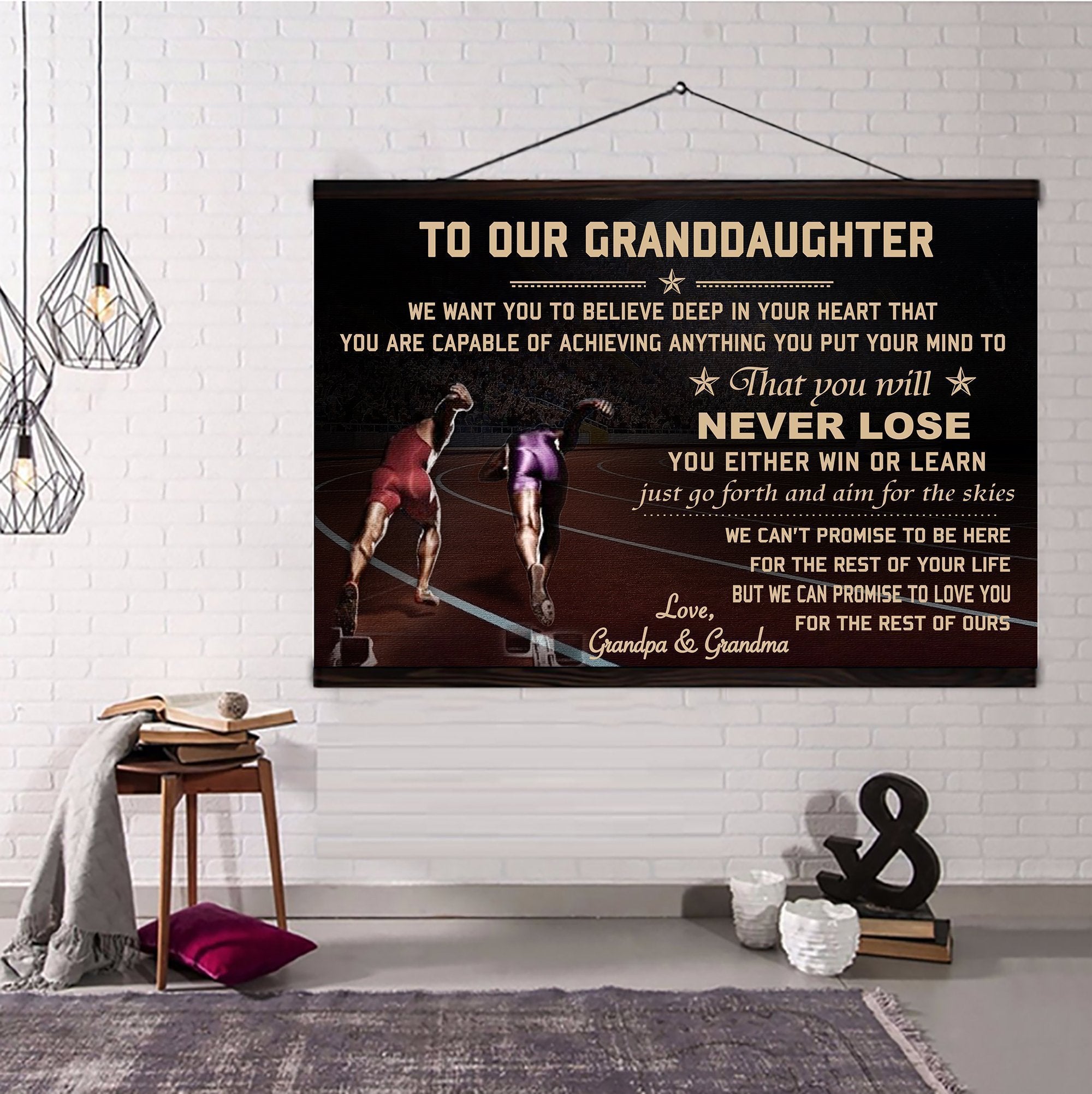 Athletics Hanging Canvas ��� Grandpa&grandma to granddaughter ��� never lose wall decor visual art - GIFTCUSTOM