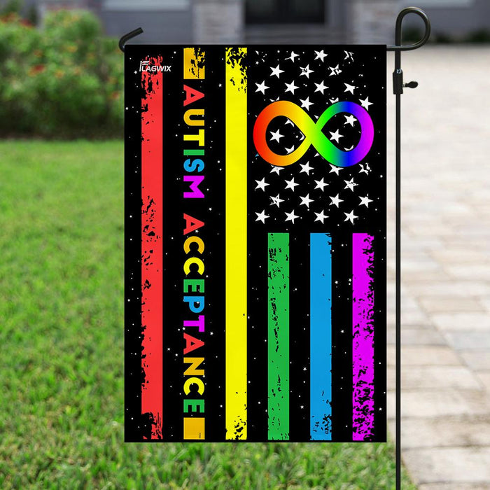 Autism Acceptance The Rainbow-colored Infinity Flag | Garden Flag | Double Sided House Flag - GIFTCUSTOM