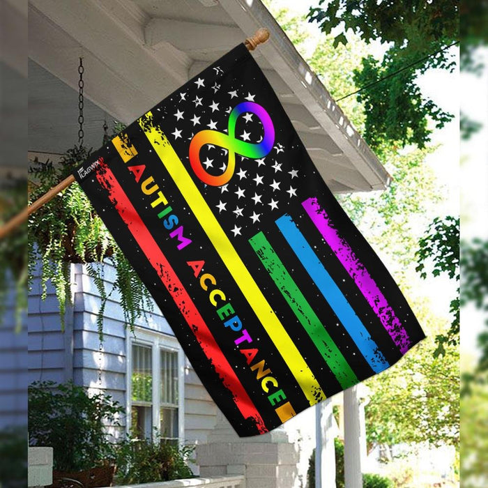 Autism Acceptance The Rainbow-colored Infinity Flag | Garden Flag | Double Sided House Flag - GIFTCUSTOM