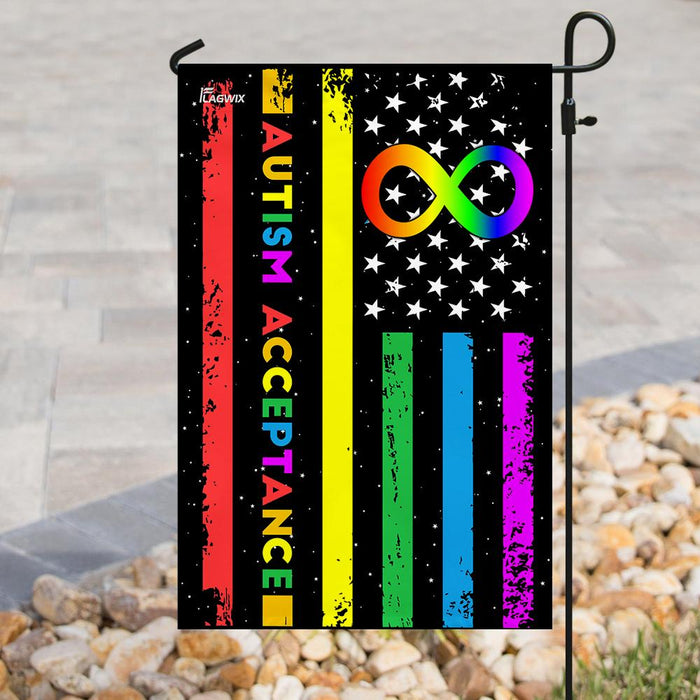 Autism Acceptance The Rainbow-colored Infinity Flag | Garden Flag | Double Sided House Flag - GIFTCUSTOM