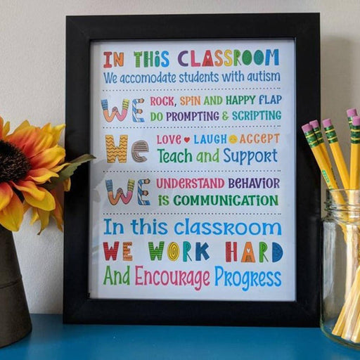 Autism teacher classroom school rules poster - GIFTCUSTOM