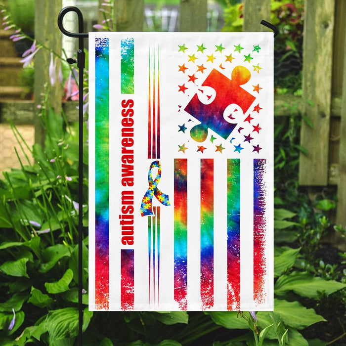 Autism Tie Dye Flag | Garden Flag | Double Sided House Flag - GIFTCUSTOM