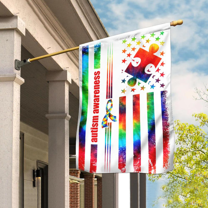 Autism Tie Dye Flag | Garden Flag | Double Sided House Flag - GIFTCUSTOM
