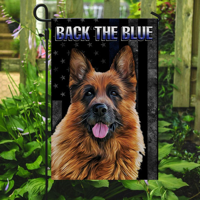 Back The Blue German Shepherd K9 Unit Flag | Garden Flag | Double Sided House Flag - GIFTCUSTOM